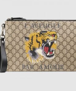 Replica Replica Gucci Tiger Print GG Supreme Portfolio Pouch