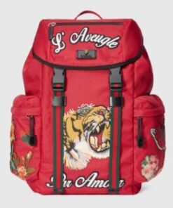 Replica Gucci Red Backpack With Embroidery 2