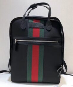 Replica Gucci Men’s Nylon Web Backpack 495558 Black 2018