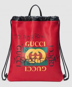 Replica Gucci Red Coco Capitan Logo Backpack