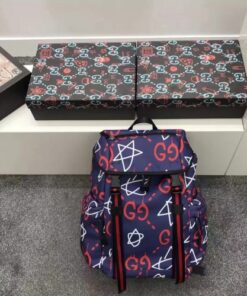 Replica Gucci mens backpacks guccighost canvas techpack 429037 Navy/Red/White(superm-741302)