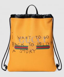 Replica Gucci Yellow Coco Capitan Logo Backpack