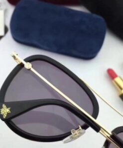 Replica Gucci Black Aviator Metal Sunglasses 2