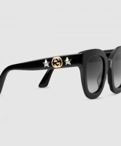 Replica Gucci Black Round-frame Acetate Sunglasses With Star