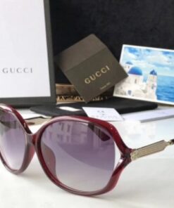 Replica Gucci Burgundy Frame Acetate and Metal Sunglasses 2