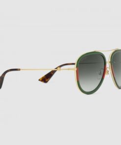 Replica Gucci Green Aviator Metal Sunglasses