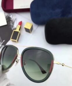 Replica Gucci Green Aviator Metal Sunglasses 2