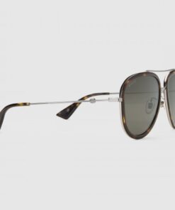 Replica Gucci Tortoiseshell Aviator Metal Sunglasses