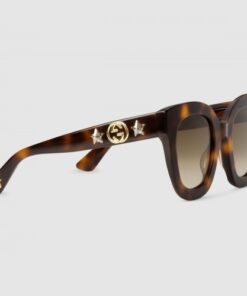 Replica Gucci Tortoiseshell Round-frame Acetate Sunglasses With Star