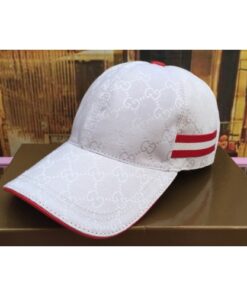 Replica Gucci 200035 Original GG canvas baseball hat with Web In White/Silver