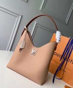 Replica Louis Vuitton Beige Lockme Hobo Shoulder Bag M44330 BLV739 2