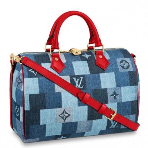 Replica Louis Vuitton Speedy Bandouliere 30 Monogram Denim M45041 BLV481