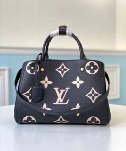 Replica Louis Vuitton Montaigne MM Bag In Black Leather M45499 BLV671 2