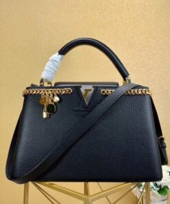 Replica Louis Vuitton Black Capucines PM Bag With Chain M52963 BLV838 2