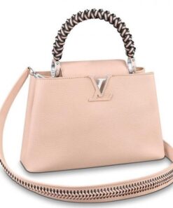 Replica Louis Vuitton Pink Capucines PM Bag With Braided Handle M55084 BLV842