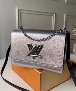 Replica Louis Vuitton Twist MM Bag Silver Epi Leather M55404 BLV136 2