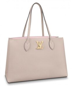 Replica Louis Vuitton Lockme Shopper In Greige Leather M57346 BLV720