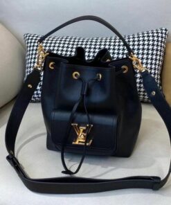 Replica Louis Vuitton Black Lockme Bucket Bag M57687 BLV718 2