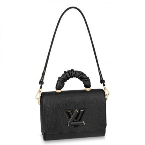 Replica Louis Vuitton Twist MM Bag In Black Taurillon Leather M58688 BLV714