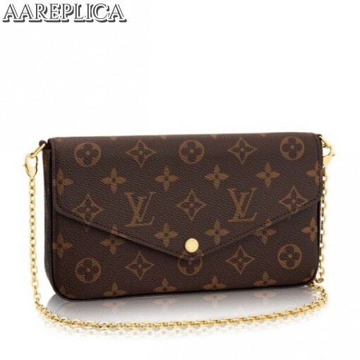 Replica Louis Vuitton Felicie Chain Wallet Monogram Canvas M61276 BLV415