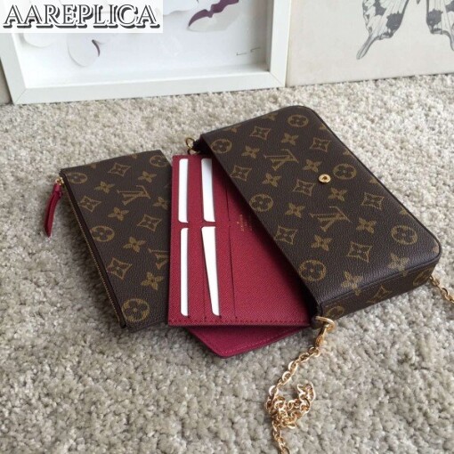 Replica Louis Vuitton Felicie Chain Wallet Monogram Canvas M61276 BLV415 7