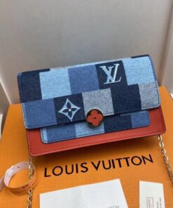 Replica Louis Vuitton Flore Chain Wallet Monogram Denim M69036 BLV477 2