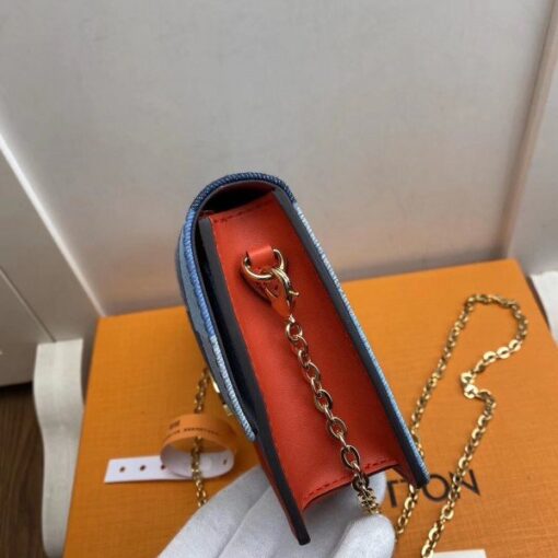 Replica Louis Vuitton Flore Chain Wallet Monogram Denim M69036 BLV477 3