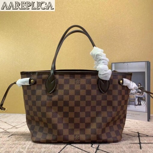 Replica Louis Vuitton Neverfull PM Bag Damier Ebene N41359 BLV098 5