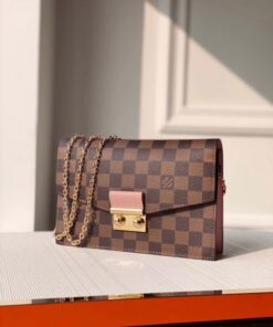 Replica Louis Vuitton Croisette Chain Wallet Damier Ebene N60287 BLV944 2