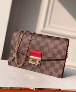 Replica Louis Vuitton Croisette Chain Wallet Damier Ebene N60288 BLV092 2