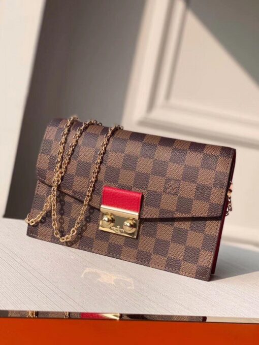 Replica Louis Vuitton Croisette Chain Wallet Damier Ebene N60288 BLV092 2