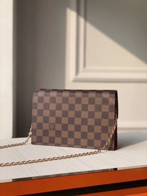 Replica Louis Vuitton Croisette Chain Wallet Damier Ebene N60288 BLV092 3