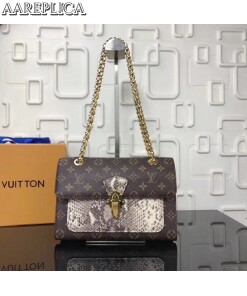 Replica Louis Vuitton Victoire Bag Python and Monogram Canvas N92961 BLV399 2