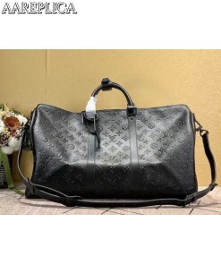 Replica Louis Vuitton Keepall Bandouliere 50 Monogram Shadow M44810 2