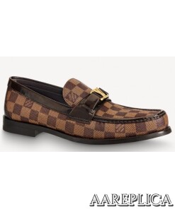 Replica Louis Vuitton Major Loafers In Damier Ebene Canvas