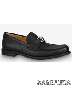 Replica Louis Vuitton Major Loafers In Black Leather