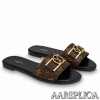 Replica Louis Vuitton Lock It Flat Mules In Monogram Canvas