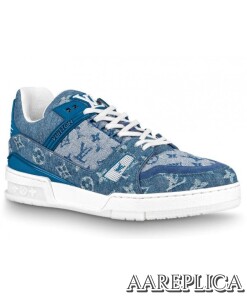 Replica Louis Vuitton LV Trainer Sneakers In Monogram Denim