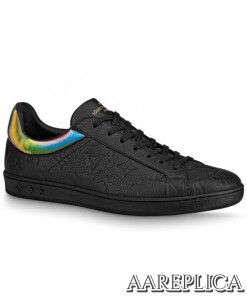 Replica Louis Vuitton Luxembourg Sneakers In Black Monogram Leather