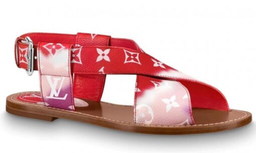 Replica Louis Vuitton LV Escale Palma Flat Sandals Red