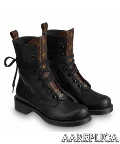 Replica Louis Vuitton Metropolis Flat Ranger Boots In Black Leather