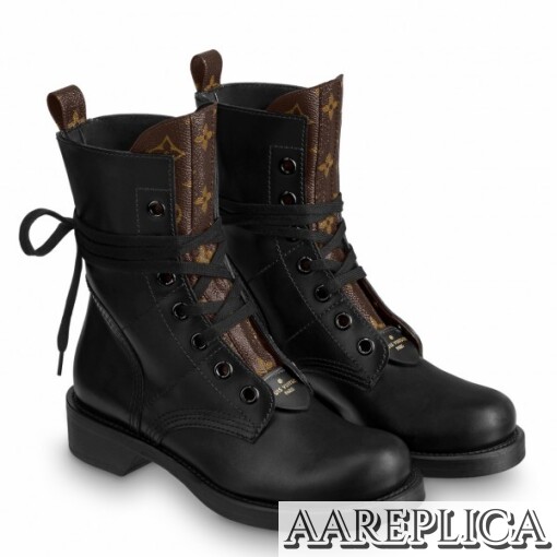 Replica Louis Vuitton Metropolis Flat Ranger Boots In Black Leather