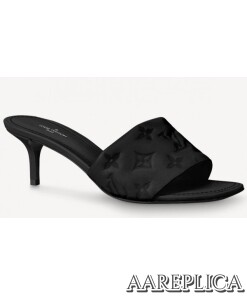 Replica Louis Vuitton Revival Mules 55mm In Black Monogram Lambskin