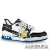 Replica Louis Vuitton LV Trainer Sneakers In Black Denim Leather 9