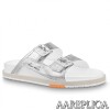 Replica Louis Vuitton LV Trainer Mules In White Leather 10