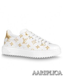 Replica Louis Vuitton Gold Metallic Monogram Time Out Sneakers