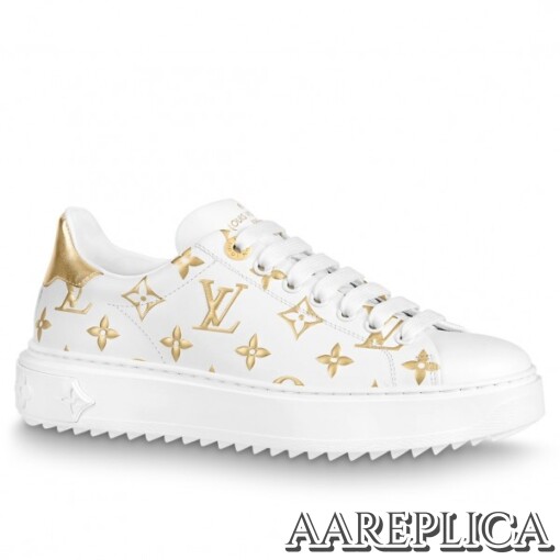 Replica Louis Vuitton Gold Metallic Monogram Time Out Sneakers