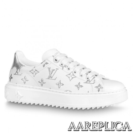 Replica Louis Vuitton Silver Metallic Monogram Time Out Sneakers