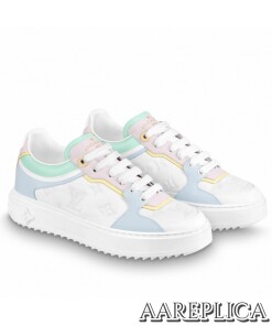 Replica Louis Vuitton Monogram Lambskin Time Out Sneakers Light Blue