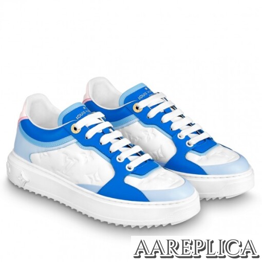 Replica Louis Vuitton Monogram Lambskin Time Out Sneakers Blue